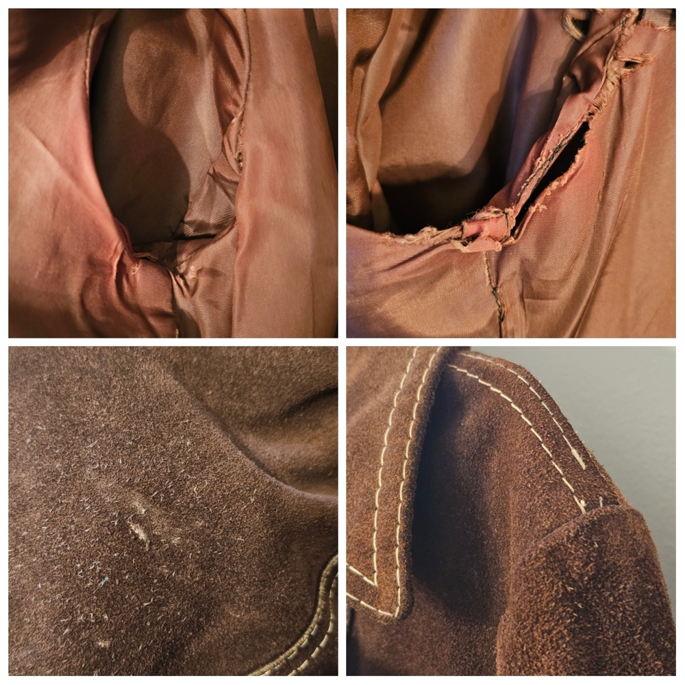 Vintage 60s 70s Brown Suede Jacket - Size L - Picture 4 of 8